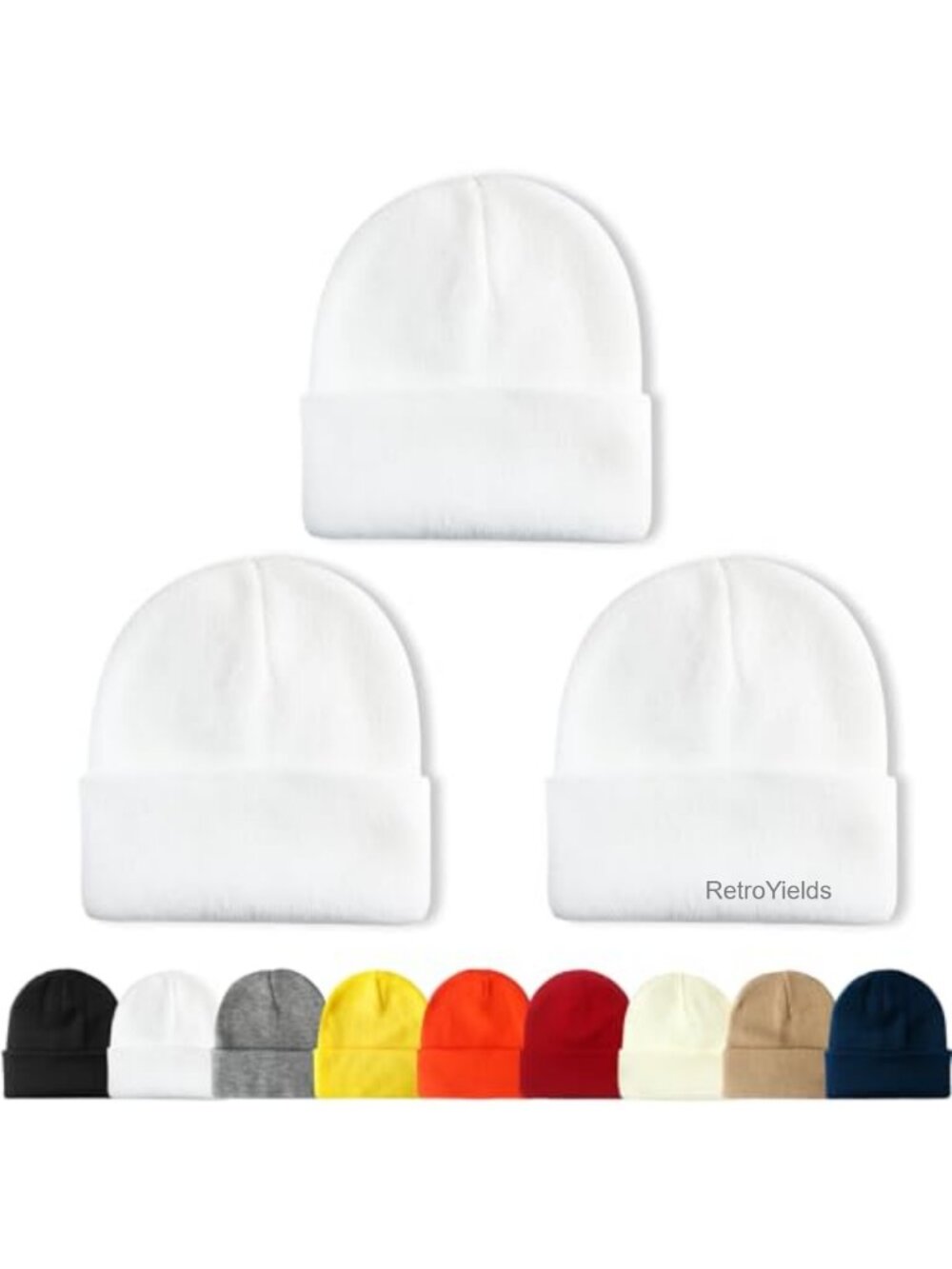 Unisex Winter Knit Beanies 3 Pack One Size Fits All Warm Hats